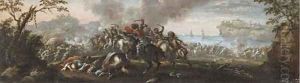 A cavalry battle by Francesco Graziani, Called Ciccio Napoletano