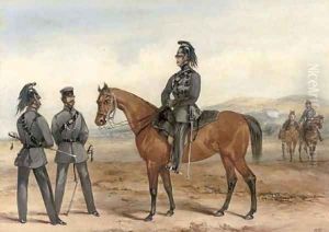 Cavalry regiments on exercises by Orlando Norie
