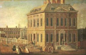 View of Ranelagh House and Gardens, and the Chelsea Hospital, with figures walking in the foreground