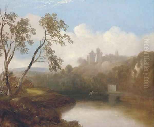 A castle in a river landscape - view 1