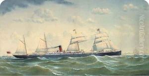 The Atlantic steamer British Princess in the Channel by H. Neville-Cummings