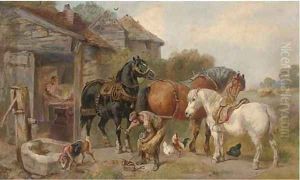 At the farriers by John Sargeant Noble, R.B.A.