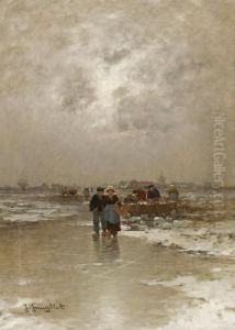 Winterlicher Fischmarkt by Johann Jungblutt