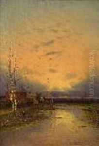 Abendliche Flusslandschaft by Johann Jungblutt