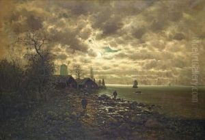 Kustenlandschaft Im Mondschein by Johann Jungblutt