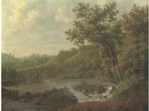 Ruins beside a lake by Patrick Nasmyth