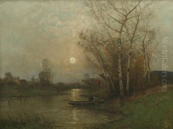Herbstliche Niederrheinlandschaft Mit Sonnenuntergang - view 1