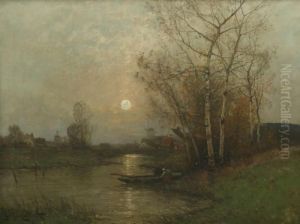 Herbstliche Niederrheinlandschaft Mit Sonnenuntergang