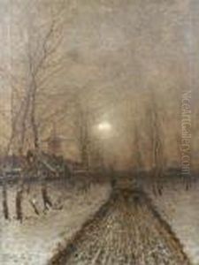 Bringing Home The Herd On A Snowy Evening by Johann Jungblutt