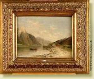 Pecheur Sur Les Fjords En Norvege by Johann Jungblutt