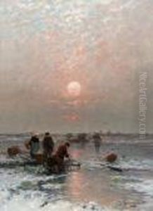 Winterabend Am Niederrhein by Johann Jungblutt