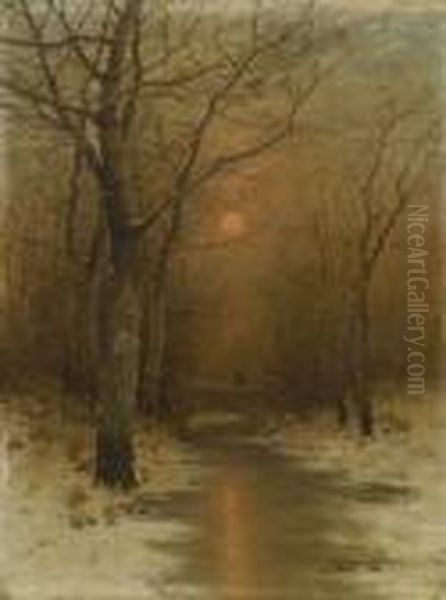 Winterlicher Bachlauf Im Abendlicht. - view 1