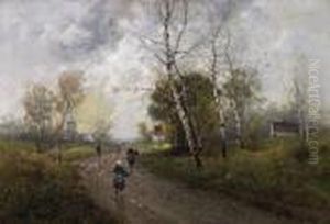 Homecoming. Signed Bottom Right: J. Jungblut by Johann Jungblutt
