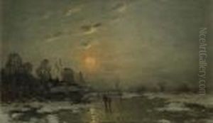 Romantische Hollandische Winterlandschaft by Johann Jungblutt