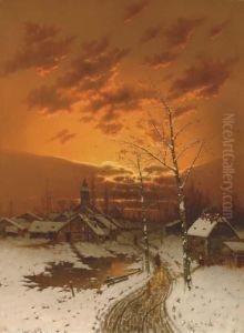 The Colourful Sunset In Winter