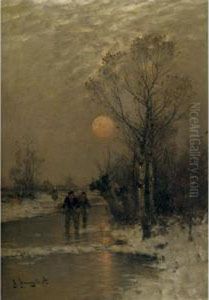 Returning From The Dutch Market On A Winter's Eve by Johann Jungblutt