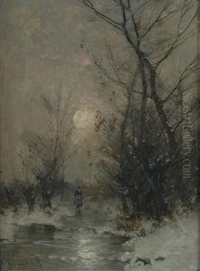 Moonlit Scene by Johann Jungblutt