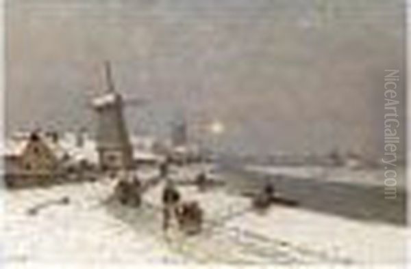 Peasants On A Path In Winter - view 1