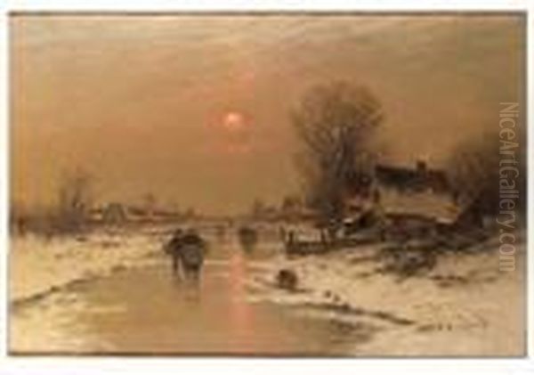 A Moonlit River Landscape In Winter - view 1