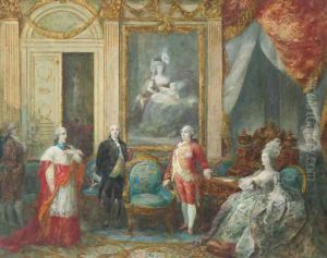 Louis XVI and his wife Marie Antoinette receiving a cardinal by Joseph Navlet