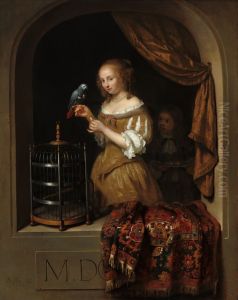 A lady with a parrot at a casement 2