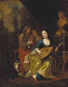 Elegant company making music on a terrace