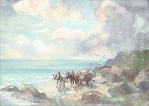 Carting of Wrack on the shore, St. Andrews by Robert West Napier