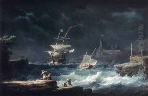 Gale at Sea by Noel, Alexandre Jean