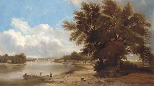 Figures in a river landscape - view 1