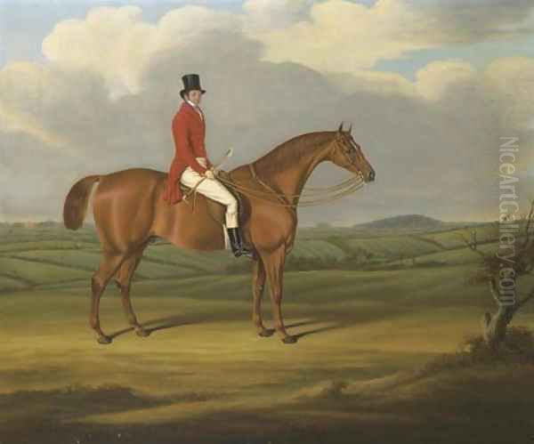 A Gentleman On A Chestnut Hunter In An Extensive Landscape With Quenby Hall Beyond - view 1