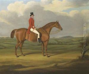 A Gentleman On A Chestnut Hunter In An Extensive Landscape With Quenby Hall Beyond