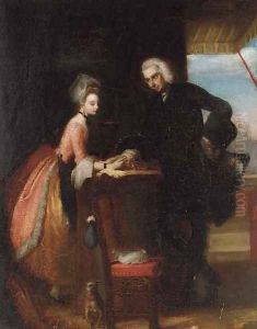 Yorick and Grisette at the haberdashers by Gilbert Stuart Newton