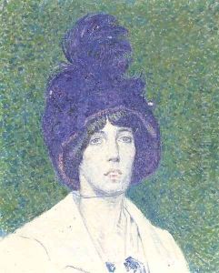Dame met blauwe hoed - Lady with blue hat by Ferdinand Hart Nibbrig