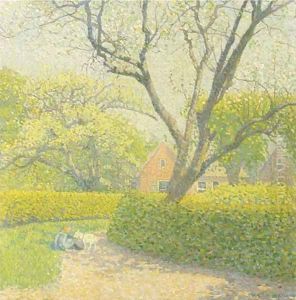 A girl and a goat, Laren by Ferdinand Hart Nibbrig