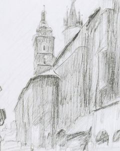 Widok Na Kosciol Mariacki W Krakowie by Stanislaw Kamocki