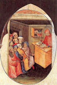 Scenes from the Legend of Saint Augustine- The Saint Teaching Rhetoric 1415 by Niccolo Di Pietro