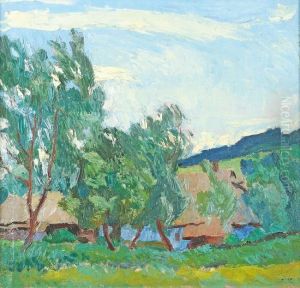 Pejzaz Wiejski Z Drzewami by Stanislaw Kamocki