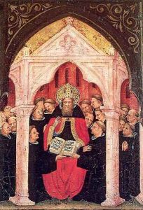 Scenes from the Legend of Saint Augustine- The Saint Gives the Rule to His Followers 1415 by Niccolo Di Pietro