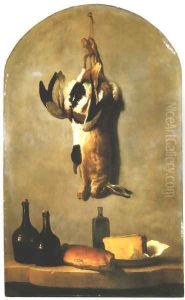 Still Life: Hare, Duck, Loaf of Bread, Cheese and Flasks of Wine