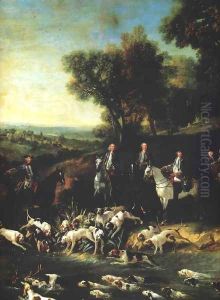 Louis XV Hunting Stag in the Forest of Saint-Germain by Jean-Baptiste Oudry