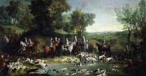 Louis XV 1710-1774 Stag Hunting in the Forest at Saint-Germain, 1730 by Jean-Baptiste Oudry