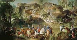 Hunting in the Forest of Fontainebleau at Franchard by Jean-Baptiste Oudry