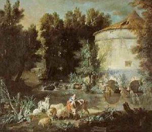 Landscape with a Round Tower, 1737 by Jean-Baptiste Oudry
