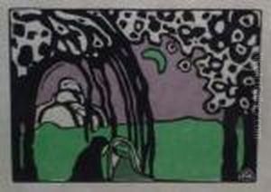 zwei Frauen In Mondlandschaft by Wassily Kandinsky