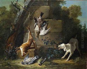 Dog Guarding Dead Game 1753 by Jean-Baptiste Oudry