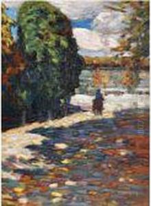 Park Von St Cloud - Mit Reiter (park Of St Cloud - Withhorseman) by Wassily Kandinsky