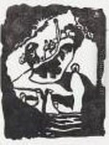 Landschaft Mit Aufrechter Weisser Figur. by Wassily Kandinsky