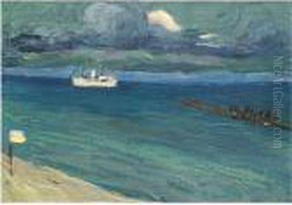 Rapallo, Seascape With Steamer - view 1