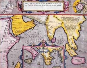 Map of Asia with a superimposed map of Europe, from Theatrum orbis terrarum, 1603 by Abraham Ortelius