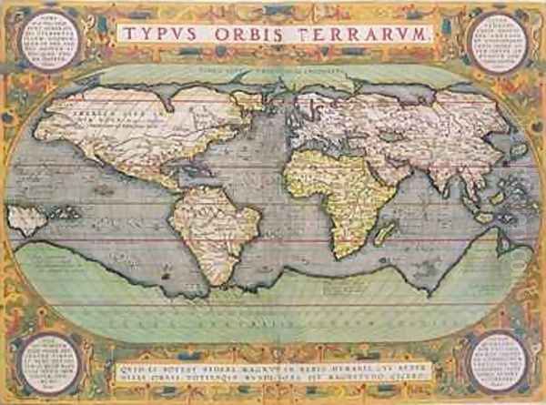 Typus Orbis Terrarum, map of the world, from Orteliuss Theatrum Orbis Terrarum, Antwerp, 1570 - view 1